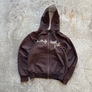 Brown Billabong zip-up hoodie y2k